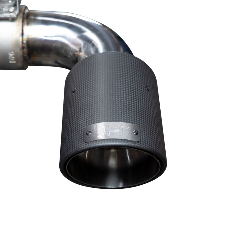 Injen 20-21 Toyota Supra 3.0L Turbo 6cyl SS Cat-Back Exhaust w/ Carbon Fiber Tips - Bull Strap
