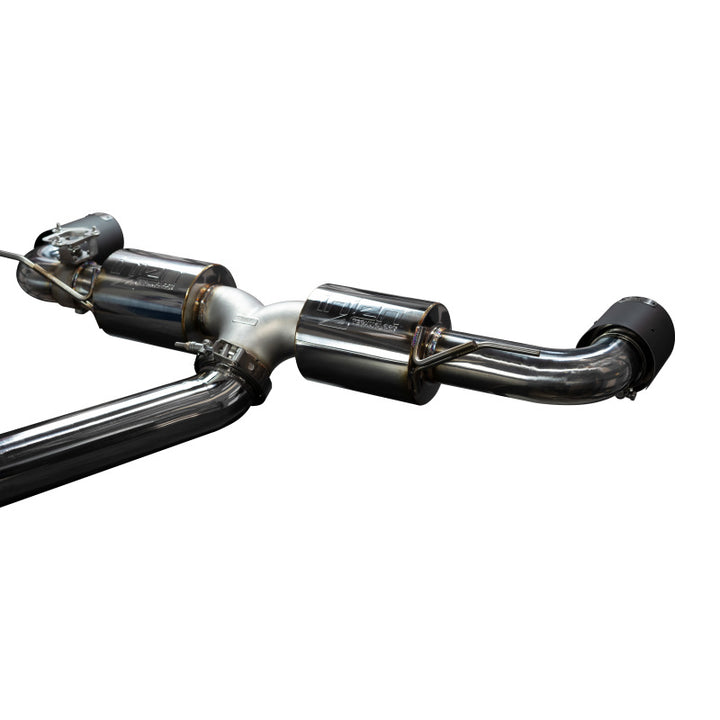 Injen 20-21 Toyota Supra 3.0L Turbo 6cyl SS Cat-Back Exhaust w/ Carbon Fiber Tips - Bull Strap