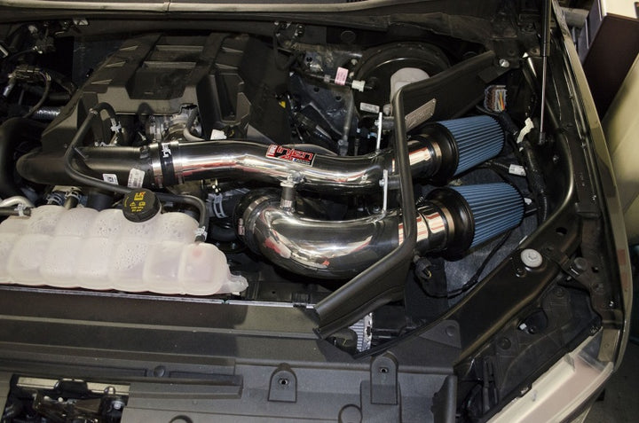 Injen 2015+ Ford F-150 V6 2.7L/3.5L EcoBoost Polished Short Ram Intake (Includes Heat Shield) - Bull Strap