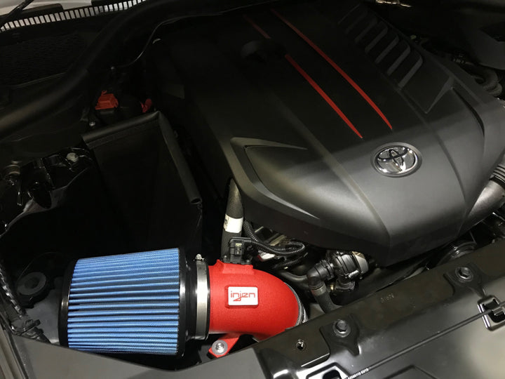 Injen 2020 Toyota Supra L6-3.0L Turbo (A90) SP Cold Air Intake System - Wrinkle Red - Bull Strap