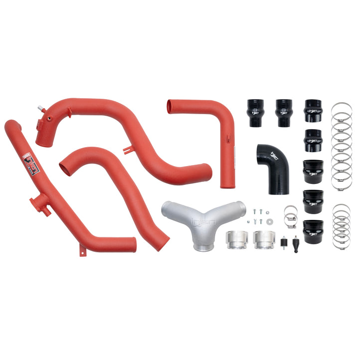 Injen 21-23 Ford Bronco 2.7L V6 (TT) EcoBoost SES Intercooler Pipes - Wrinkle Red - Bull Strap