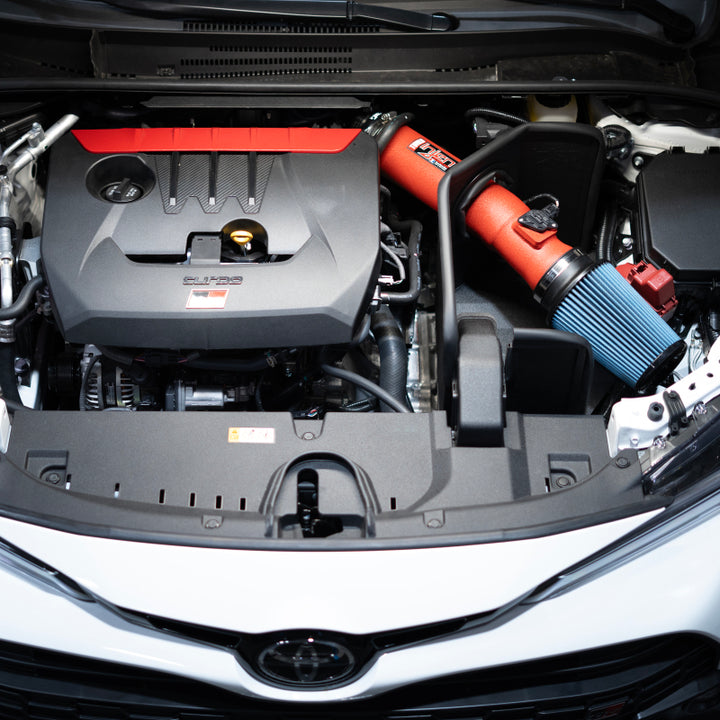 Injen 23-25 Toyota GR Corolla L3-1.6L Turbo Wrinkle Red Short Ram Cold Air Intake - Bull Strap