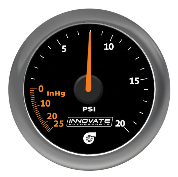 Innovate MTX Analog 20 PSI Vacuum/Boost Gauge Kit - Black Dial - Bull Strap
