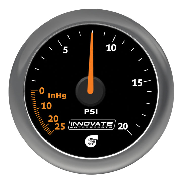 Innovate MTX Analog 20 PSI Vacuum/Boost Gauge Kit - Black Dial - Bull Strap