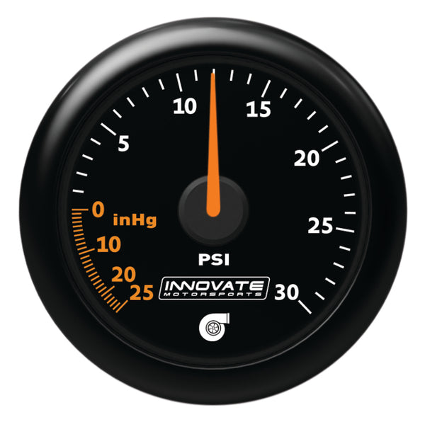 Innovate MTX Analog 30 PSI Vacuum/Boost Gauge Kit - Black Faceplate - Bull Strap