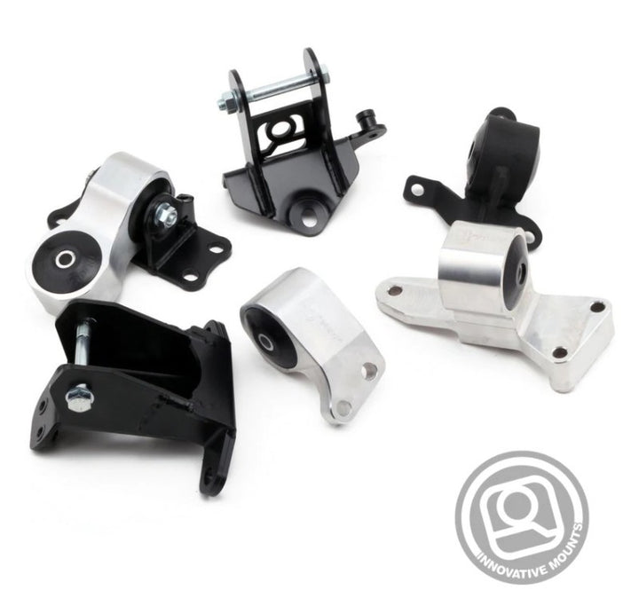 Innovative 06-11 Honda Civic Si K-Series Silver Billet Aluminum Mounts 75A Bushings (Not K24 Trans) - Bull Strap