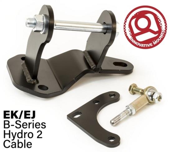 Innovative 96-00 Civic B-Series Black Steel Hydro to Cable Trans Conversion Bracket and Actuator - Bull Strap