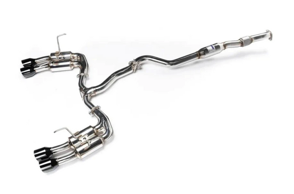 Invidia 2022+ Subaru WRX Gemini Single Layer Quad Black Tip Cat-Back Exhaust - Bull Strap