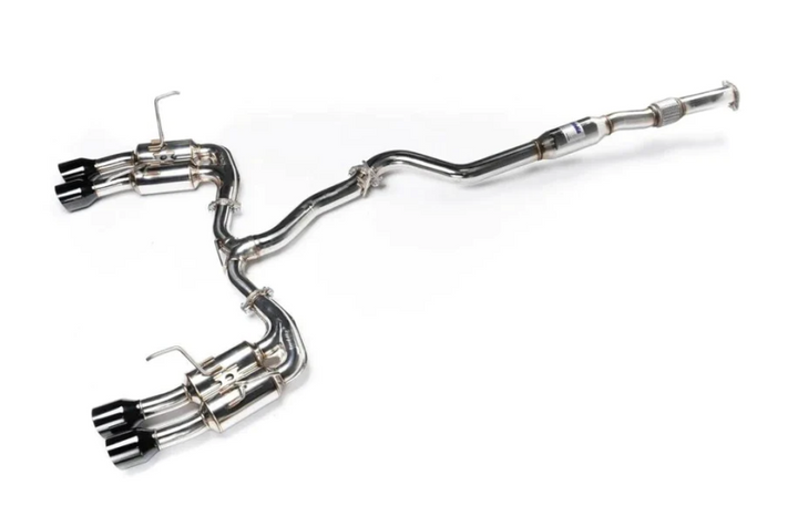 Invidia 2022+ Subaru WRX Gemini Single Layer Quad Black Tip Cat-Back Exhaust - Bull Strap
