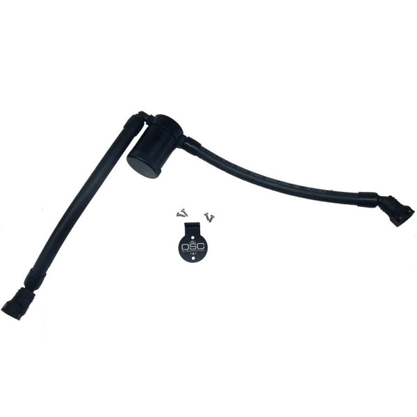 J&L 05-10 Ford F-150 5.4L Driver Side Oil Separator 3.0 - Black Anodized - Bull Strap