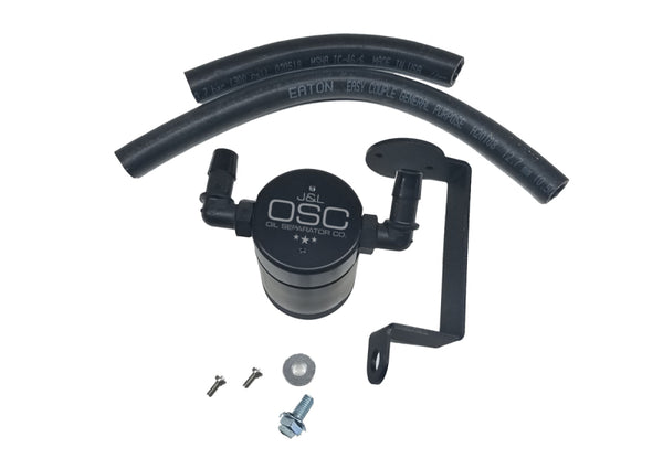 J&L 05-23 Dodge Charger 5.7L Hemi Passenger Side Oil Separator 3.0 - Black Anodized - Bull Strap