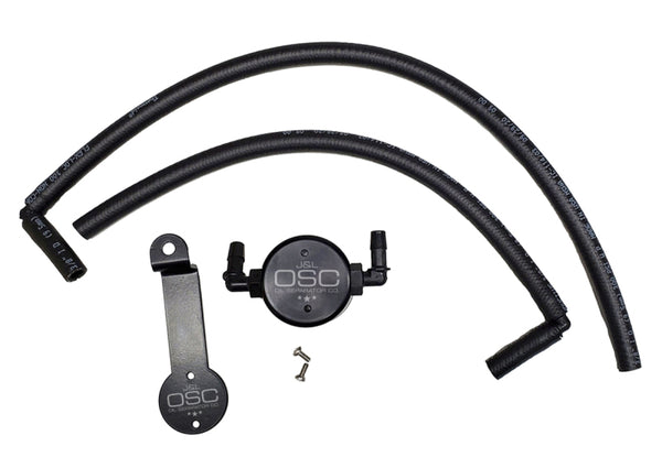 J&L 05-24 Toyota 4Runner 4.0L Driver Side Oil Separator 3.0 - Black Anodized - Bull Strap