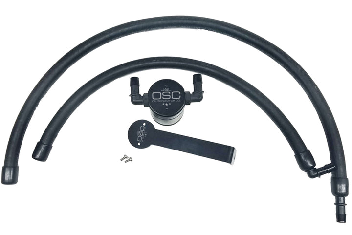J&L 09-18 Ram 1500 5.7L Passenger Side Oil Separator 3.0 - Black Anodized - Bull Strap