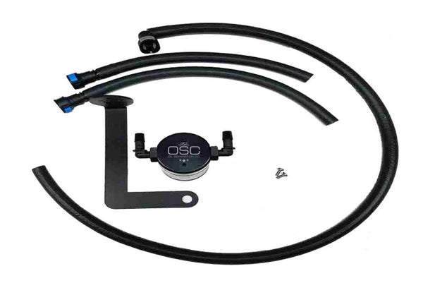 J&L 10-15 Chevrolet Camaro LS3 6.2L Passenger Side Oil Separator 3.0 - Black Anodized - Bull Strap