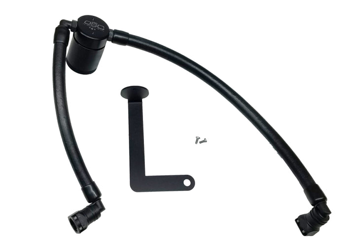 J&L 10-19 Ford Flex EcoBoost V6 Passenger Side Oil Separator 3.0 - Black Anodized - Bull Strap