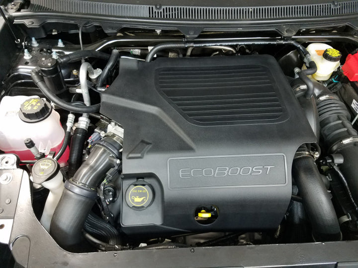 J&L 10-19 Ford Flex EcoBoost V6 Passenger Side Oil Separator 3.0 - Black Anodized - Bull Strap