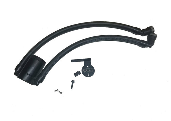 J&L 11-14 Ford F-150/Ford F-150 Raptor 6.2L Passenger Side Oil Separator 3.0 - Black Anodized - Bull Strap