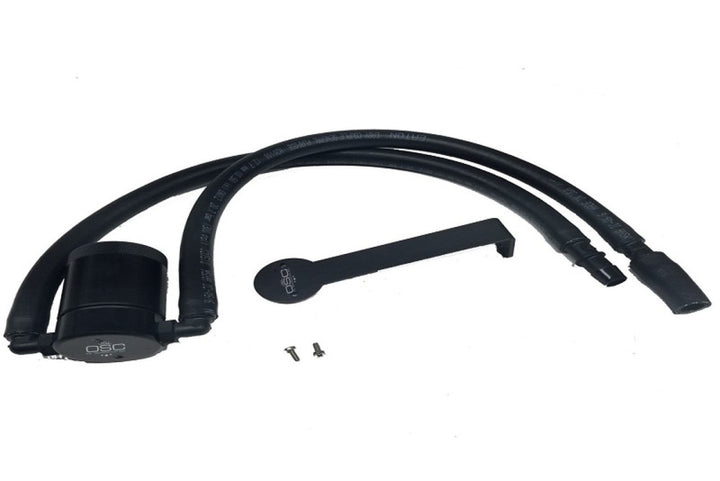 J&L 12-17 Jeep Wrangler JK 3.6L Passenger Side Oil Separator 3.0 - Black Anodized - Bull Strap