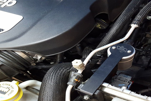 J&L 12-17 Jeep Wrangler JK 3.6L Passenger Side Oil Separator 3.0 - Clear Anodized - Bull Strap