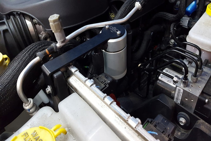 J&L 12-17 Jeep Wrangler JK 3.6L Passenger Side Oil Separator 3.0 - Clear Anodized - Bull Strap