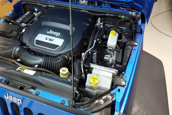 J&L 12-17 Jeep Wrangler JK 3.6L Passenger Side Oil Separator 3.0 - Clear Anodized - Bull Strap
