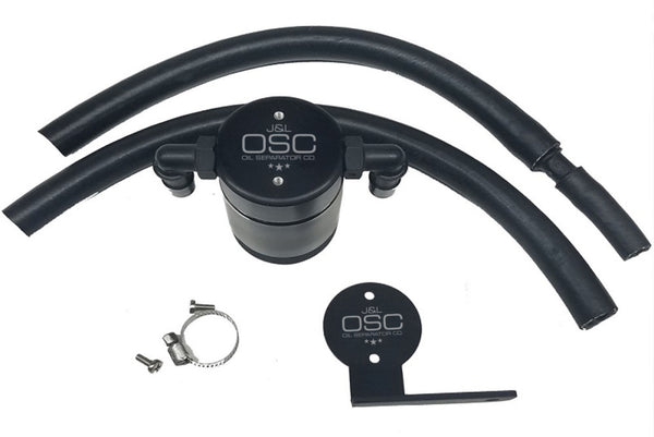 J&L 13-18 Ford Focus ST Front Oil Separator 3.0 - Black Anodized - Bull Strap