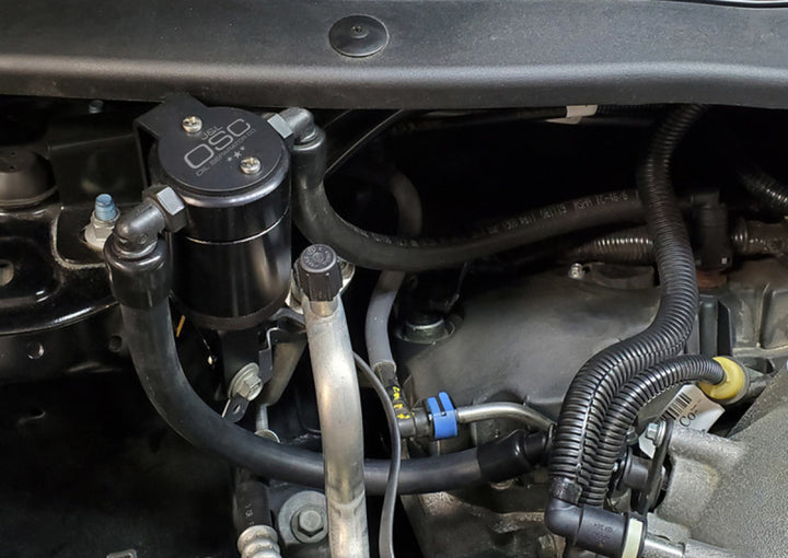 J&L 13-19 Ford Explorer Sport EcoBoost V6 Passenger Side Oil Separator 3.0 - Black Anodized - Bull Strap