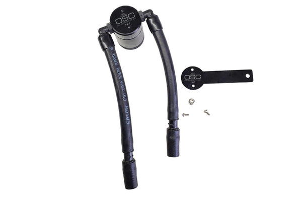 J&L 13-19 Ford Fusion 1.5L EcoBoost Oil Separator 3.0 Passenger Side - Black Anodized - Bull Strap