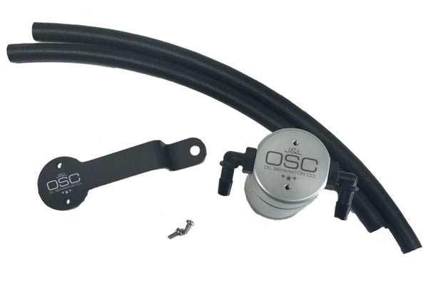J&L 13-19 Ford Fusion 2.0L EcoBoost Passenger Side Oil Separator 3.0 - Clear Anodized - Bull Strap