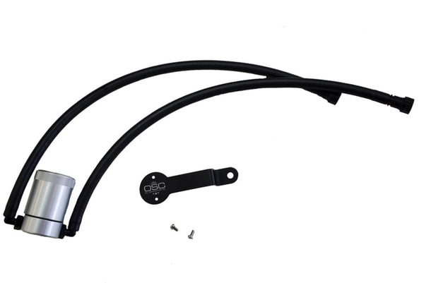 J&L 14-18 Chevy/GM Truck/SUV 5.3L V8 Driver Side Oil Separator 3.0 - Clear Anodized - Bull Strap