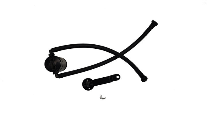 J&L 14-18 Chevy Silverado 1500 / 14-18 GMC Sierra 1500 4.3L V6 Oil Separator - Black Anodized - Bull Strap