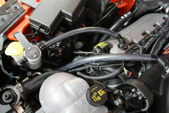 J&L 15-23 Ford Mustang GT/15-20 Ford Mustang GT350 Passenger Side Oil Separator 3.0 - Clear Anodized - Bull Strap
