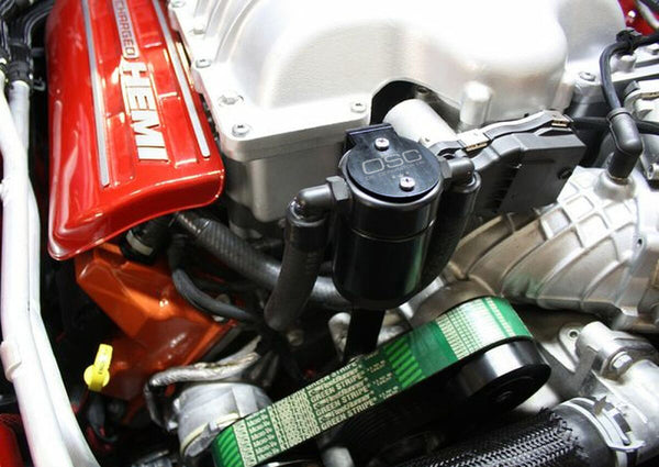 J&L 15-25 Dodge Hellcat/Demon 6.2L Hemi Passenger Side Oil Separator 3.0 - Black Anodized - Bull Strap