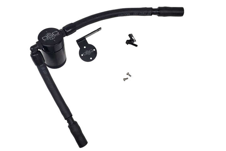 J&L 16-19 Ford Escape 1.5L EcoBoost Passenger Side Oil Separator 3.0 - Black Anodized - Bull Strap