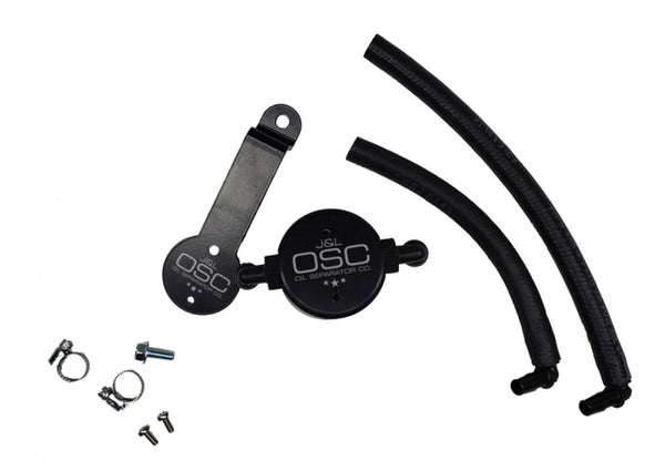 J&L 16-23 Toyota Tacoma 3.5L Driver Side Oil Separator 3.0 - Black Anodized - Bull Strap