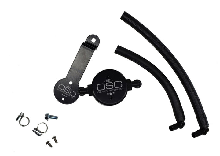 J&L 16-23 Toyota Tacoma 3.5L Driver Side Oil Separator 3.0 - Black Anodized - Bull Strap