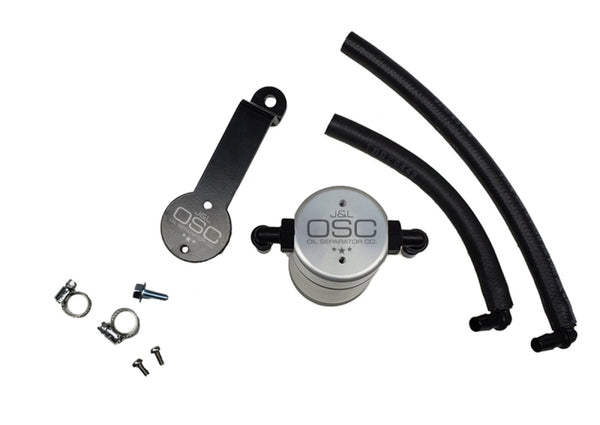 J&L 16-23 Toyota Tacoma 3.5L Driver Side Oil Separator 3.0 - Clear Anodized - Bull Strap