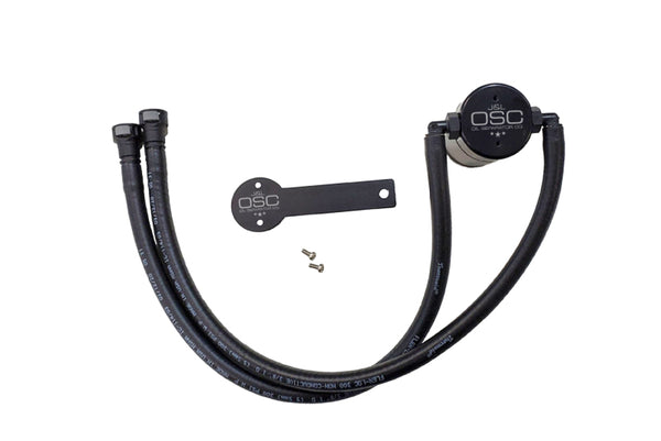J&L 16-24 Chevrolet Camaro LT1 6.2L Driver Side Oil Separator 3.0 - Black Anodized - Bull Strap