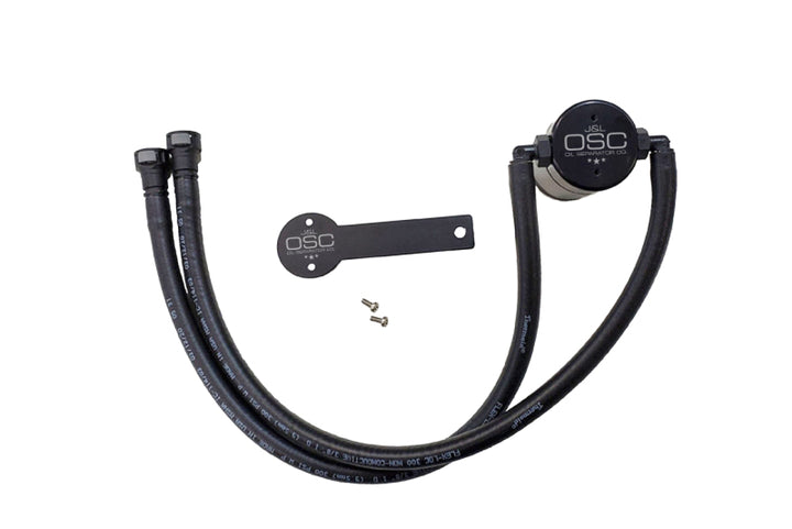 J&L 16-24 Chevrolet Camaro LT1 6.2L Driver Side Oil Separator 3.0 - Black Anodized - Bull Strap