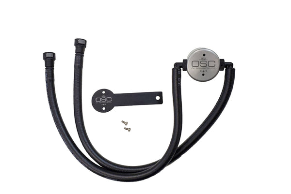 J&L 16-24 Chevrolet Camaro LT1 6.2L Drivers Side Oil Separator 3.0 - Clear Anodized - Bull Strap