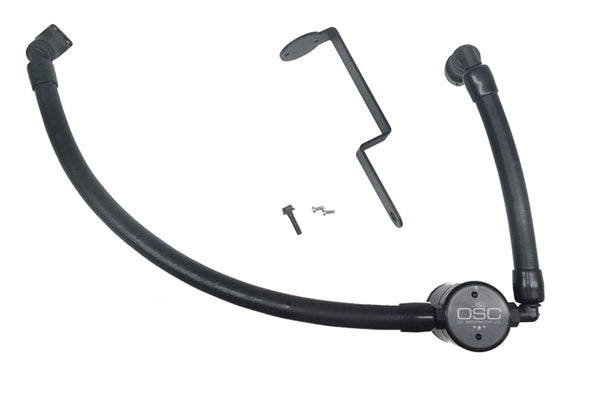 J&L 17-19 Ford Fusion Sport 2.7L Passenger Side Oil Separator 3.0 - Black Anodized - Bull Strap