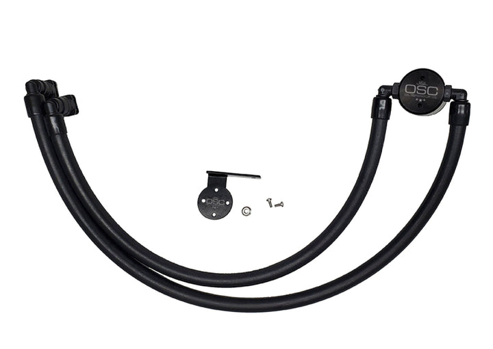 J&L 17-22 Ford F-250 6.2L/7.3L Passenger Side Oil Separator 3.0 - Black Anodized - Bull Strap