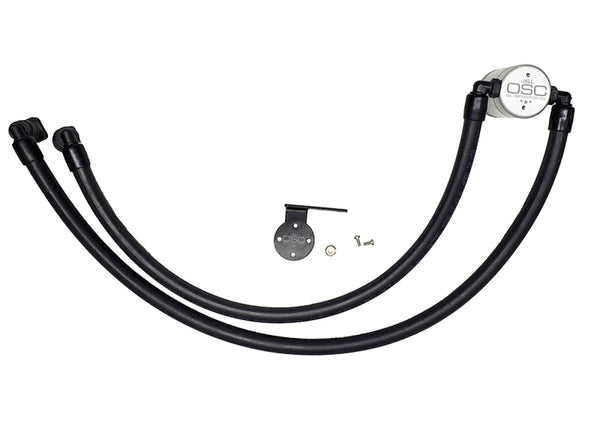 J&L 17-22 Ford F-250 6.2L/7.3L Passenger Side Oil Separator 3.0 - Clear Anodized - Bull Strap