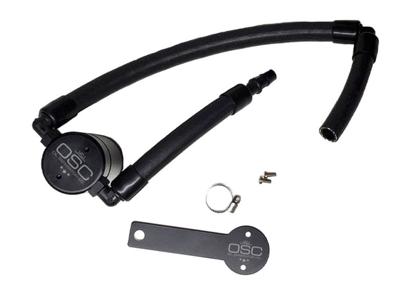 J&L 18-22 Kia Stinger GT 3.3TT Passenger Side Oil Separator 3.0 - Black Anodized - Bull Strap