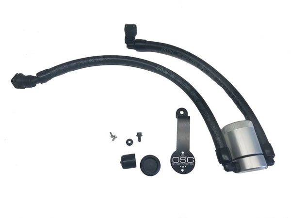 J&L 2018-2023 Ford Mustang GT Driver Side Oil Separator 3.0 - Clear Anodized - Bull Strap