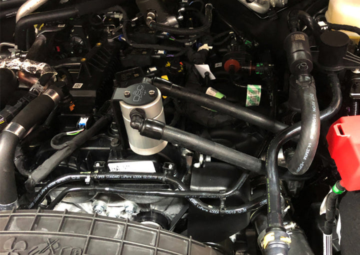 J&L 2019-2024 Ford Ranger 2.3L Driver Side Oil Separator 3.0 - Clear Anodized - Bull Strap