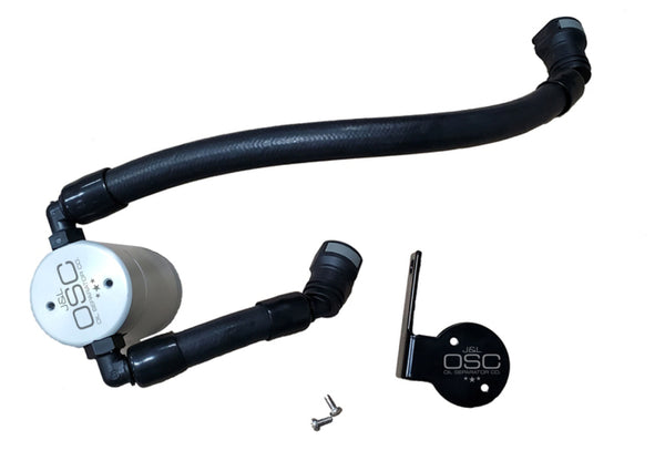 J&L 2020-2022 Ford Mustang GT500 Passenger Side Oil Separator 3.0 - Clear Anodized - Bull Strap