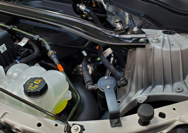 J&L 2020-2024 Ford Explorer 2.3L EcoBoost Driver Side Oil Separator 3.0 - Black Anodized - Bull Strap