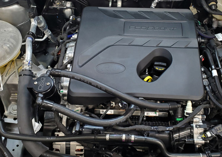 J&L 2021-2024 Ford Bronco 1.5L EcoBoost Passenger Side Oil Separator 3.0 - Black Anodized - Bull Strap