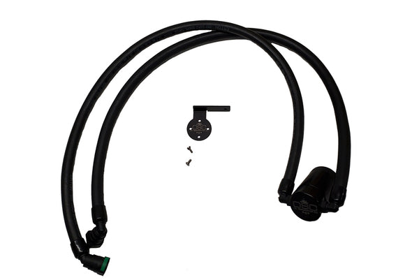 J&L 2021-2025 Ford F-150 3.5L Passenger Side Oil Separator 3.0 - Black Anodized - Bull Strap